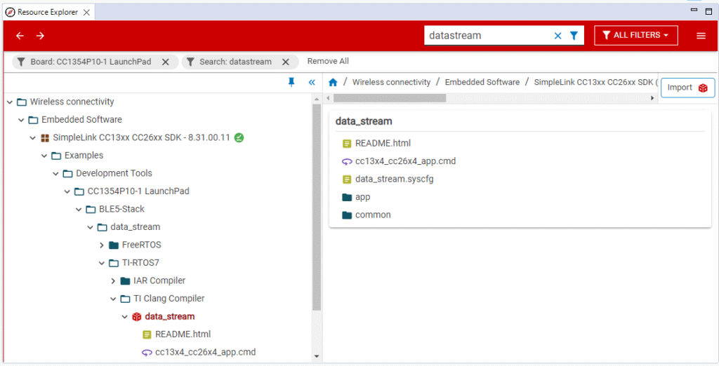 TI CC1354P10-1 BLE DataStream example