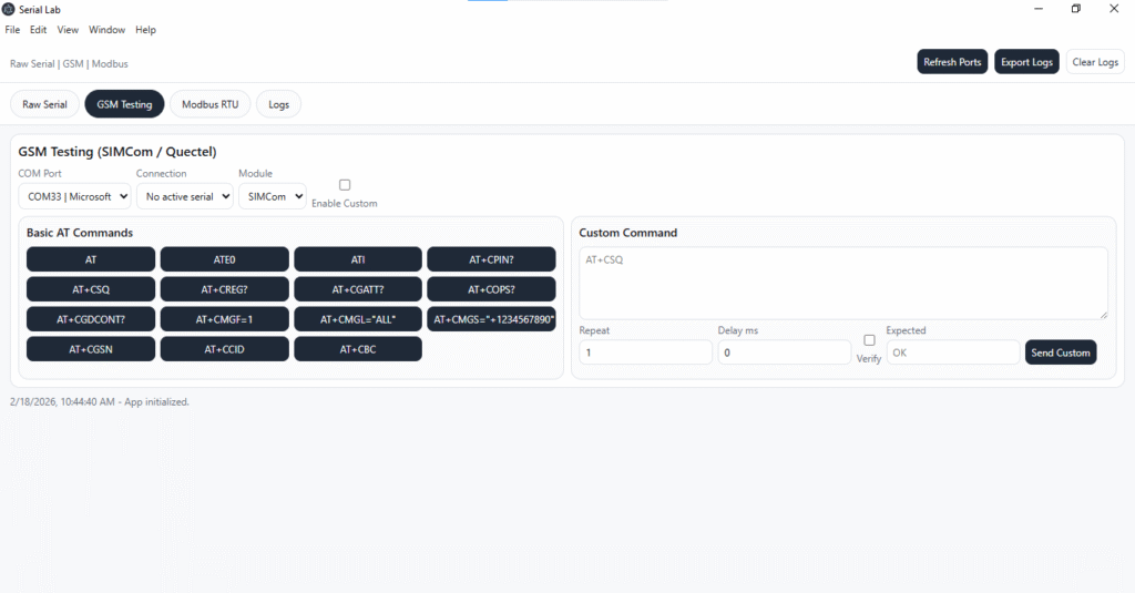 Best Serial Communication Project – All-In-One Serial Lab with Multi-COM, GSM AT & Modbus RTU Tool 3 All-In-One Serial Lab