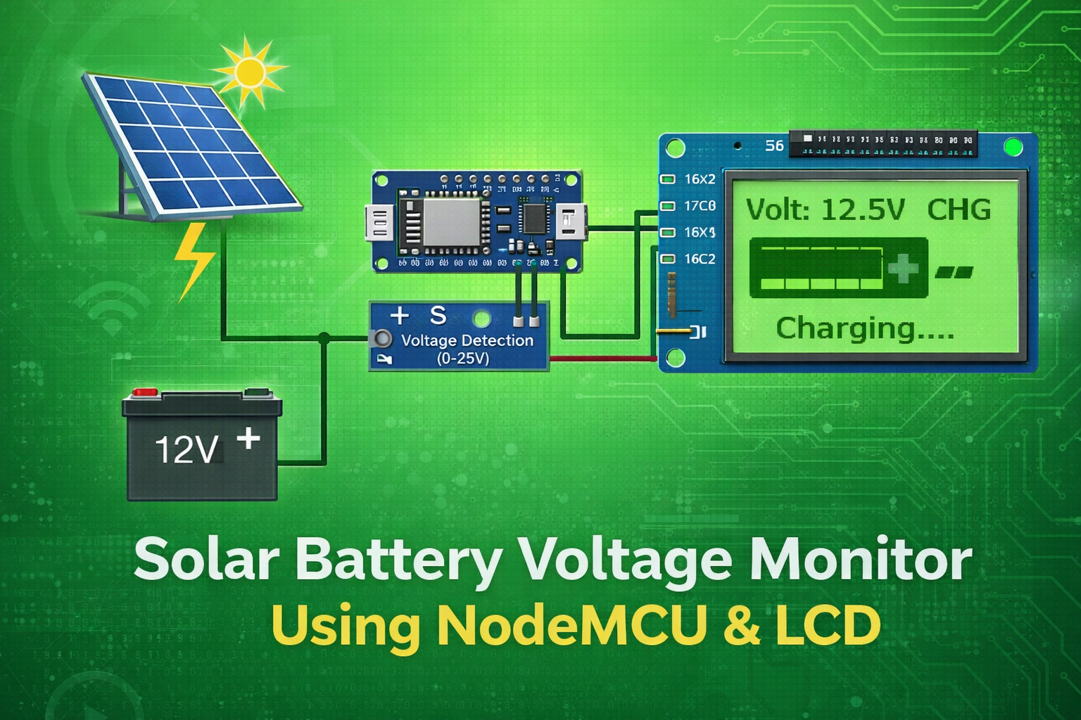 Solar Battery Voltage Monitor with reverse protection